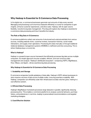 Why Hadoop is Essential for E-Commerce Data Processing