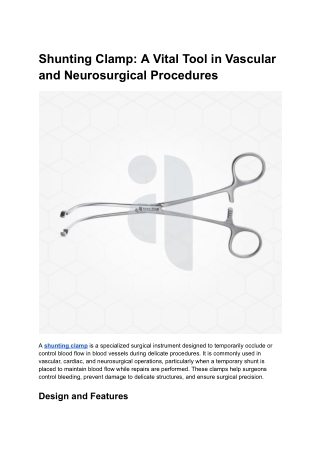 Shunting Clamp_ A Vital Tool in Vascular and Neurosurgical Procedures