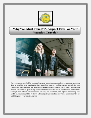 Why You Must Take BTV Airport Taxi For Your Vacation Travels