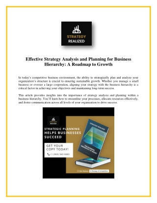 Strategy Analysis and Planning for Business Hierarchy