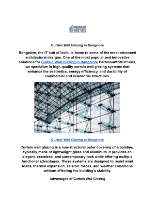 Curtain Wall Glazing in Bangalore