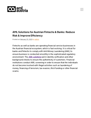 AML Solutions for Austrian Fintechs & Banks: Reduce Risk & Improve Efficiency