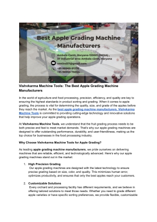 vishvkarma machine tools the best apple grading