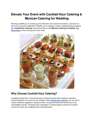 Elevate Your Event with Cocktail Hour Catering & Mexican Catering for Wedding