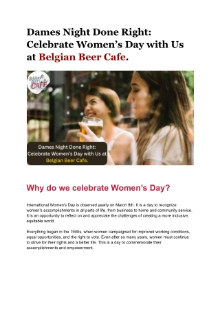 Dames Night Done Right_ Celebrate Women’s Day with Us at Belgian Beer Cafe