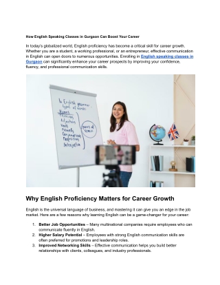 how english speaking classes in gurgaon can boost