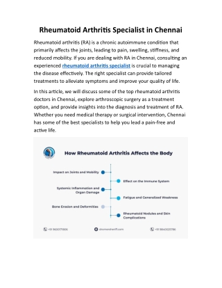 Rheumatoid Arthritis Specialist in Chennai