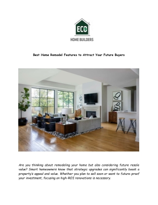 Best Home Remodel Features to Attract Your Future Buyers