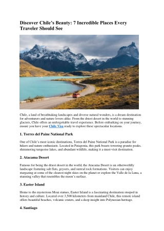 Discover Chile’s Beauty: 7 Incredible Places Every Traveler Should See
