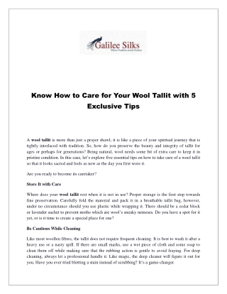 Know How to Care for Your Wool Tallit with 5 Exclusive Tips