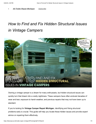 Fix Structural Problems with Vintage Camper Repair Michigan
