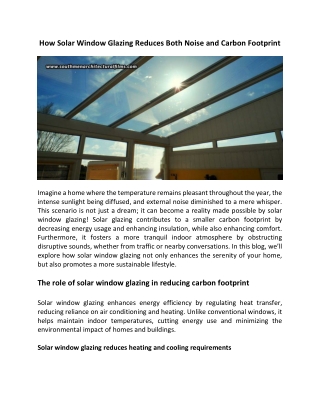How Solar Window Glazing Reduces Both Noise And Carbon Footprint