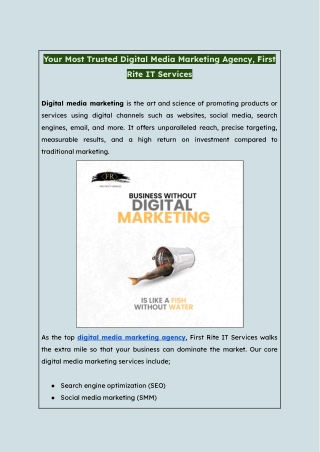 Your Most Trusted Digital Media Marketing Agency, First Rite IT Services