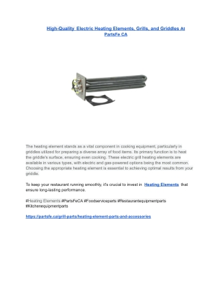 High-Quality  Electric Heating Elements, Grills, and Griddles At PartsFe CA