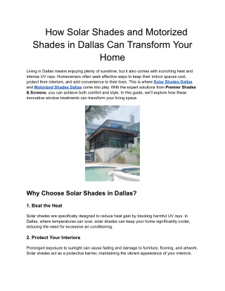 How Solar Shades and Motorized Shades in Dallas Can Transform Your Home