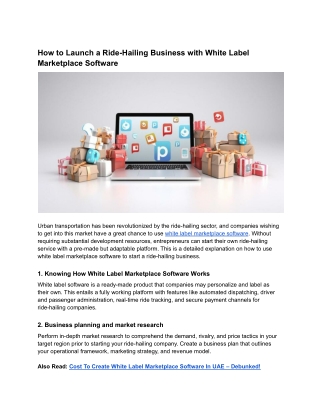 How to Launch a Ride-Hailing Business with White Label Marketplace Software