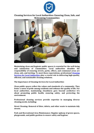 cleaning services for local authorities ensuring