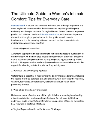 The Ultimate Guide to Women's Intimate Comfort_ Tips for Everyday Care