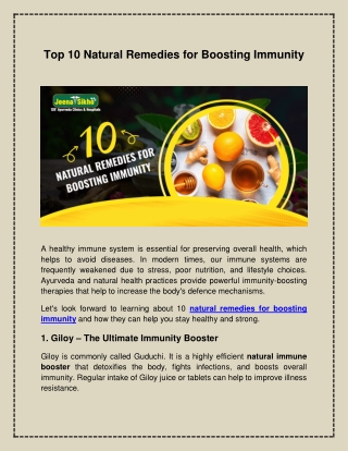 Top 10 Natural Remedies for Boosting Immunity