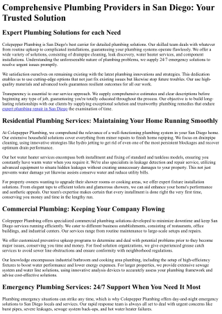comprehensive plumbing providers in san diego