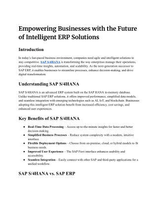 Empowering Businesses with the Future of Intelligent ERP Solutions