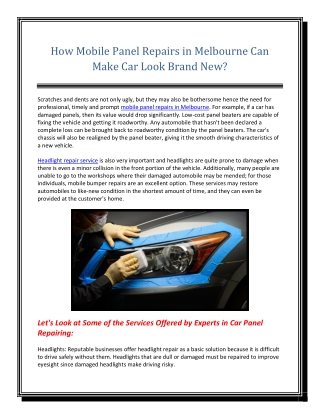 how mobile panel repairs in melbourne can make