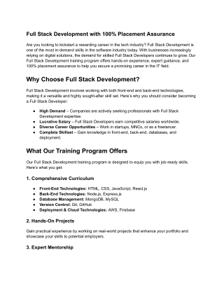 Full Stack Development with 100% Placement Assurance