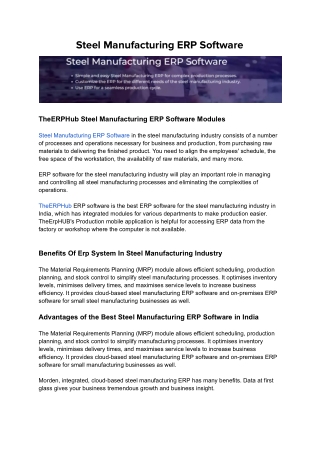 Best Software for Steel Manufacturing Industry in India