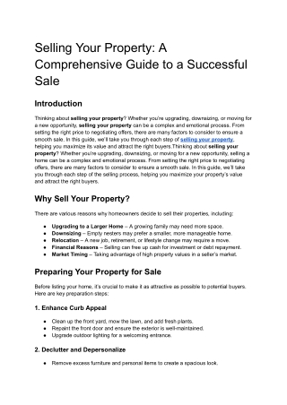 Selling Your Property_ A Comprehensive Guide to a Successful Sale