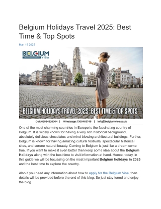 Belgium Holidays Travel 2025