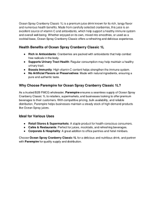 ocean spray cranberry classic 1l is a premium