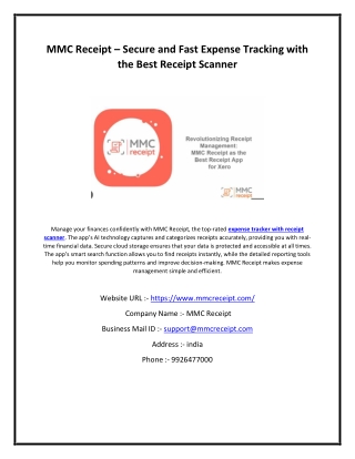 MMC Receipt – Secure and Fast Expense Tracking with the Best Receipt Scanner