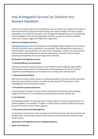 How AI Integration Services Can Transform Your Business Operations