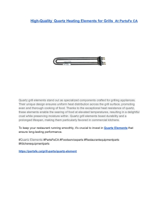 High-Quality  Quartz Heating Elements for Grills  At PartsFe CA