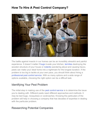 How To Hire A Pest Control Company_