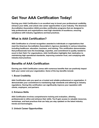 get your aaa certification today