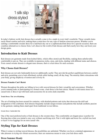 Knit Dresses: Comfort Satisfies Design
