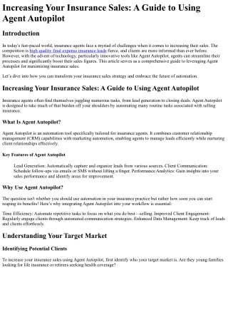 increasing your insurance sales a guide to using