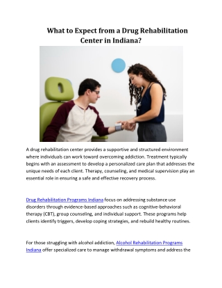 What to Expect from a Drug Rehabilitation Center in Indiana