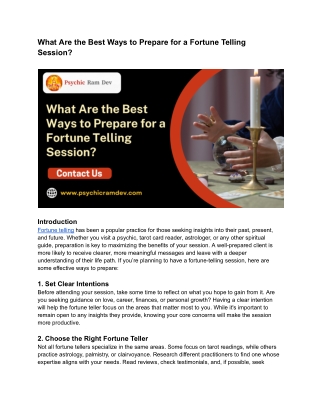 What Are the Best Ways to Prepare for a Fortune Telling Session