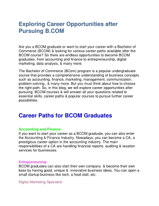 exploring career opportunities after pursuing