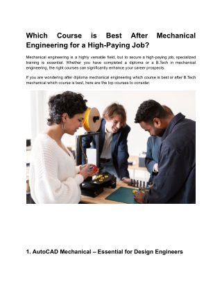 Which Course is Best After Mechanical Engineering for a High-Paying Job