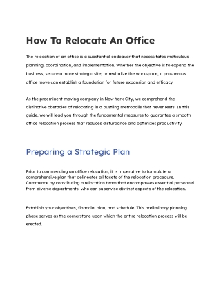 How To Relocate An Office