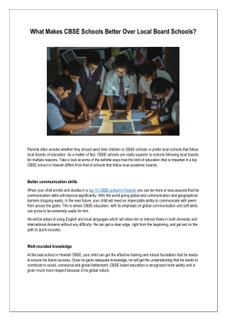 What Makes CBSE Schools Better Over Local Board Schools?