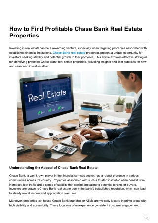 How to Find Profitable Chase Bank Real Estate Properties