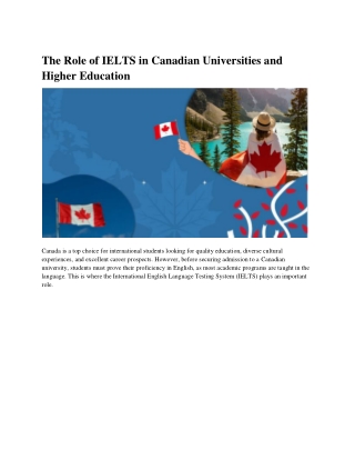 The Role of IELTS in Canadian Universities and Higher Education