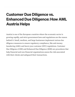 Customer Due Diligence vs. Enhanced Due Diligence: How AML Austria Helps
