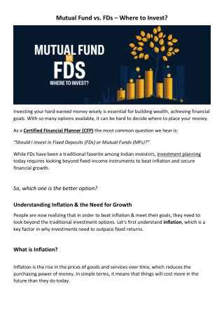 mutual fund vs fds where to invest