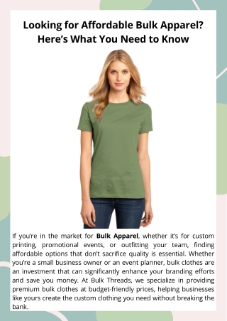 Looking for Affordable Bulk Apparel? Here’s What You Need to Know