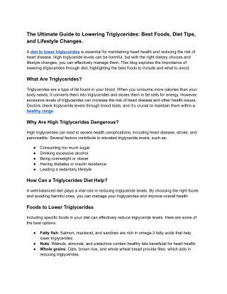 The Ultimate Guide to Lowering Triglycerides_ Best Foods, Diet Tips, and Lifestyle Changes